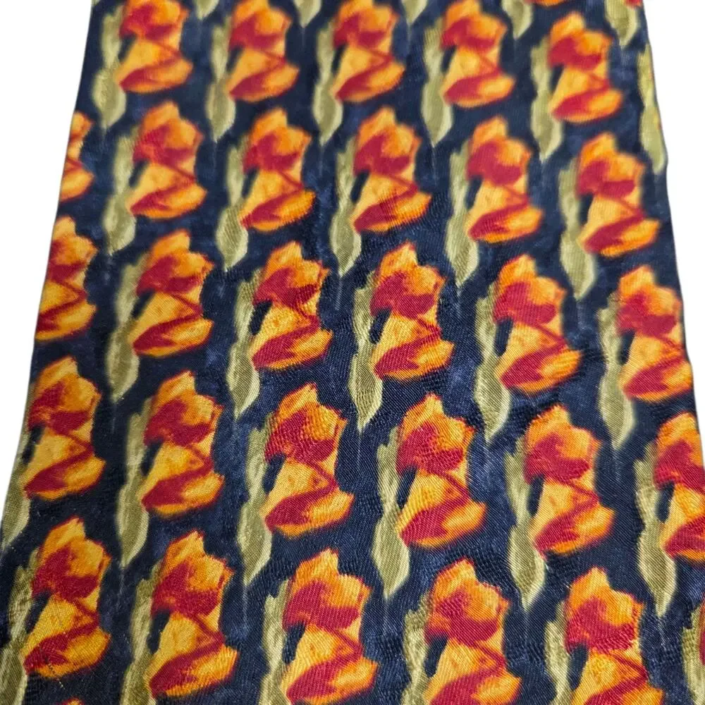 Ermenegildo Zegna 100% Silk Necktie Italy Red Blue Floral 3.7